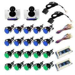 Chrome Illuminated USB Arcade Kit (for PC/PS3/MAME) Blue & Green - DIY Arcade Australia