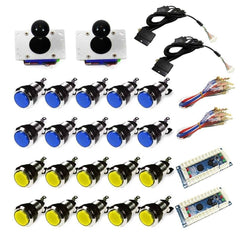 Chrome Illuminated USB Arcade Kit (for PC/PS3/MAME) Blue & Yellow - DIY Arcade Australia