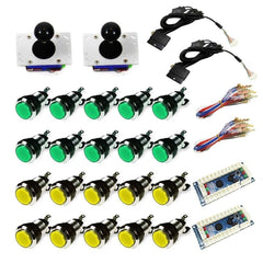 Chrome Illuminated USB Arcade Kit (for PC/PS3/MAME) Green & Yellow - DIY Arcade Australia