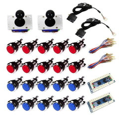 Chrome Illuminated USB Arcade Kit (for PC/PS3/MAME) Red & Blue - DIY Arcade Australia