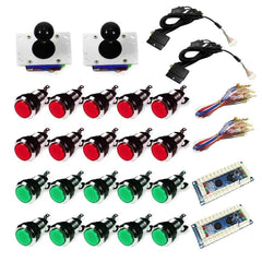 Chrome Illuminated USB Arcade Kit (for PC/PS3/MAME) Red & Green - DIY Arcade Australia