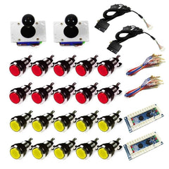 Chrome Illuminated USB Arcade Kit (for PC/PS3/MAME) Red & Yellow - DIY Arcade Australia