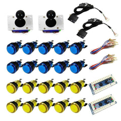 Illuminated USB Arcade Kit (for PC/PS3/MAME) Blue & Yellow - DIY Arcade Australia
