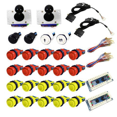USB Arcade Kit (for PC/PS3/MAME) Red & Yellow - DIY Arcade Australia
